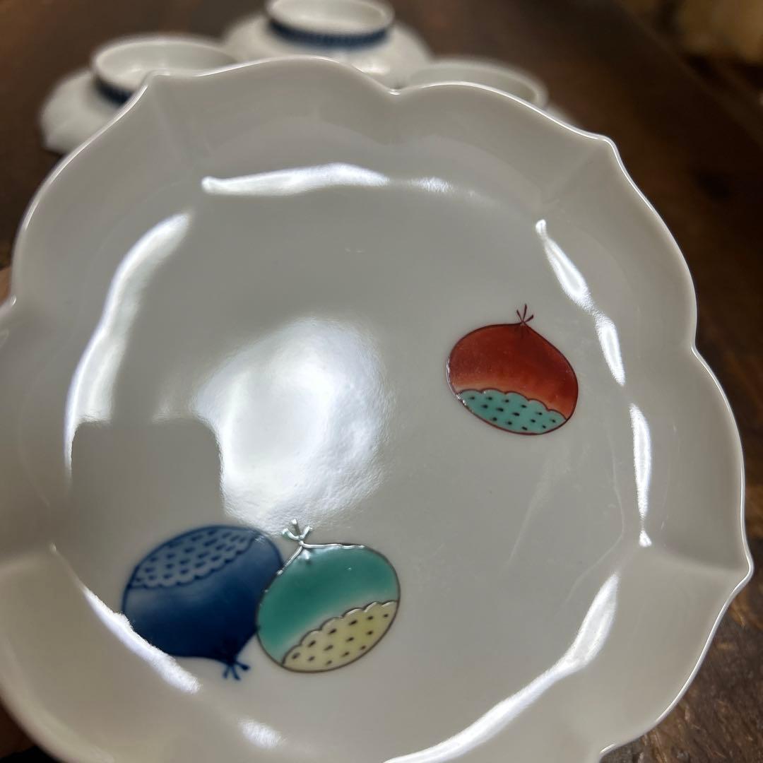 希少　レア　香蘭社　染付染錦栗　小皿５枚