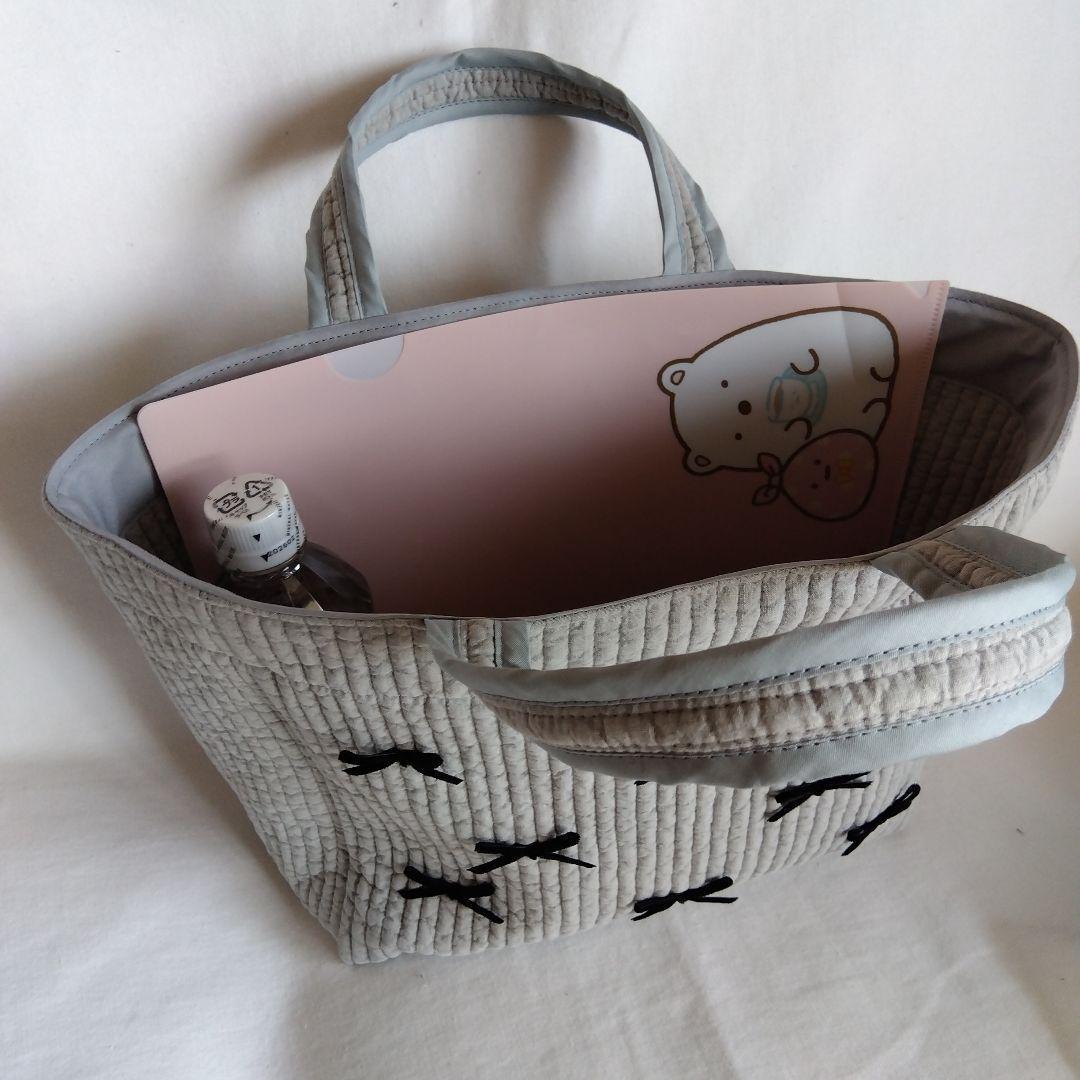 ショルダー マグネット 底板ヌビ☆お散歩トート☆ ダークグレー ヌビバッグ