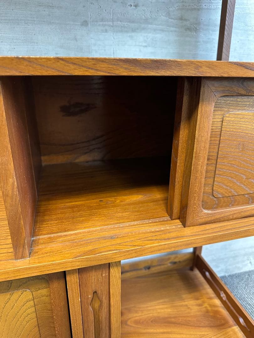 欅材　飾り棚　違い棚　茶棚　和箪笥　キャビネット