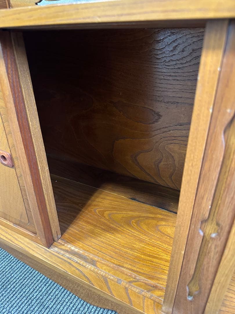 欅材　飾り棚　違い棚　茶棚　和箪笥　キャビネット