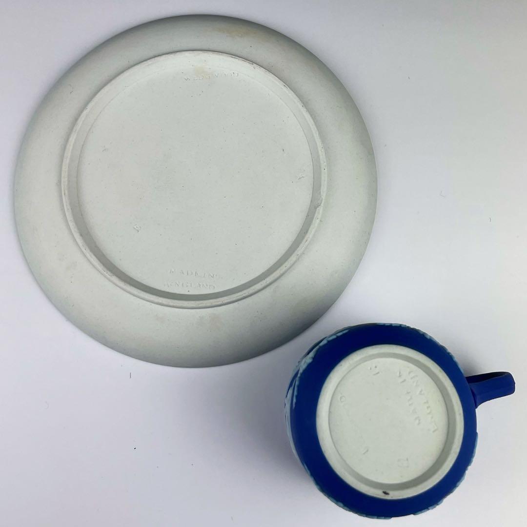 【希少】オールドウェッジウッド カップ＆ソーサー ジャスパーウェア マットブルー