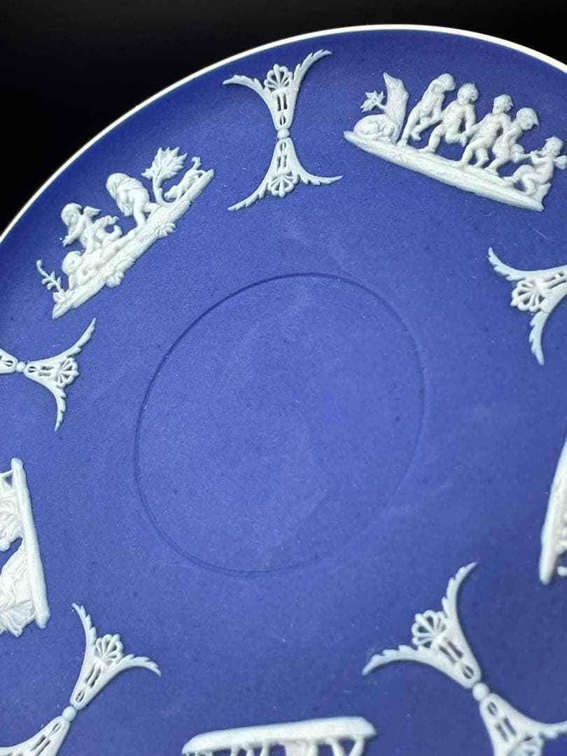 【希少】オールドウェッジウッド カップ＆ソーサー ジャスパーウェア マットブルー