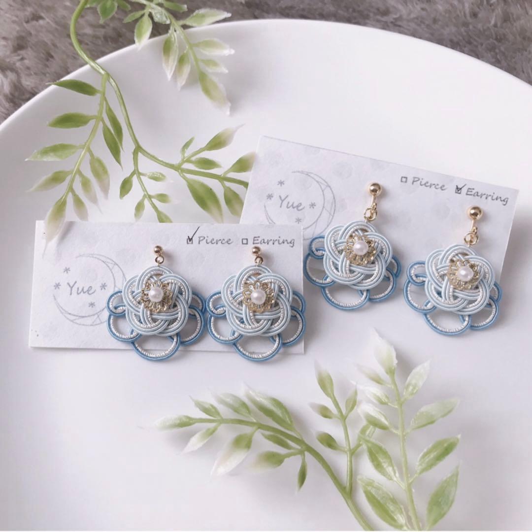 *お花と掛結びのピアス*【No.315】