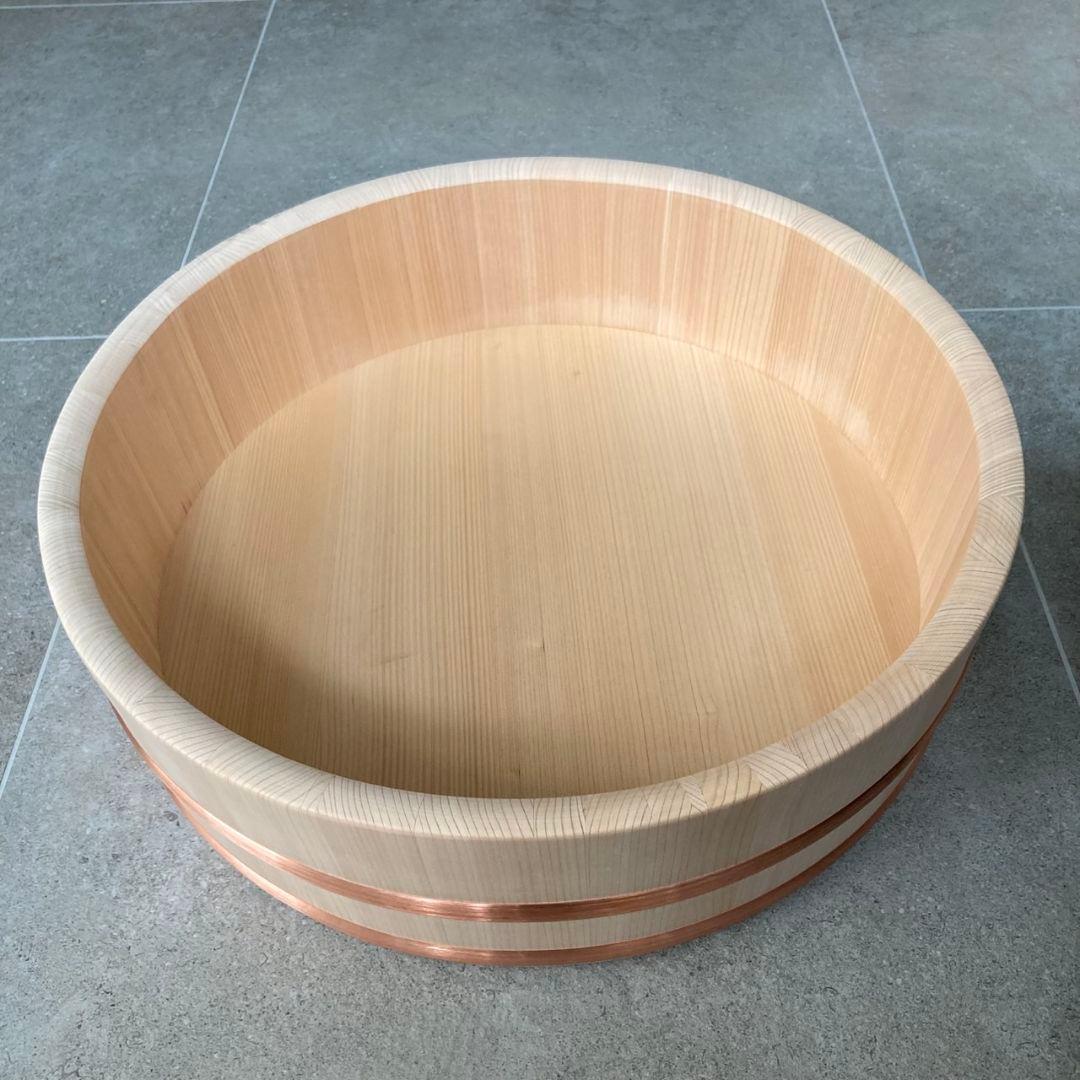 【未使用】特大サイズ　すし桶　木製　銅タガ　飯台　半切