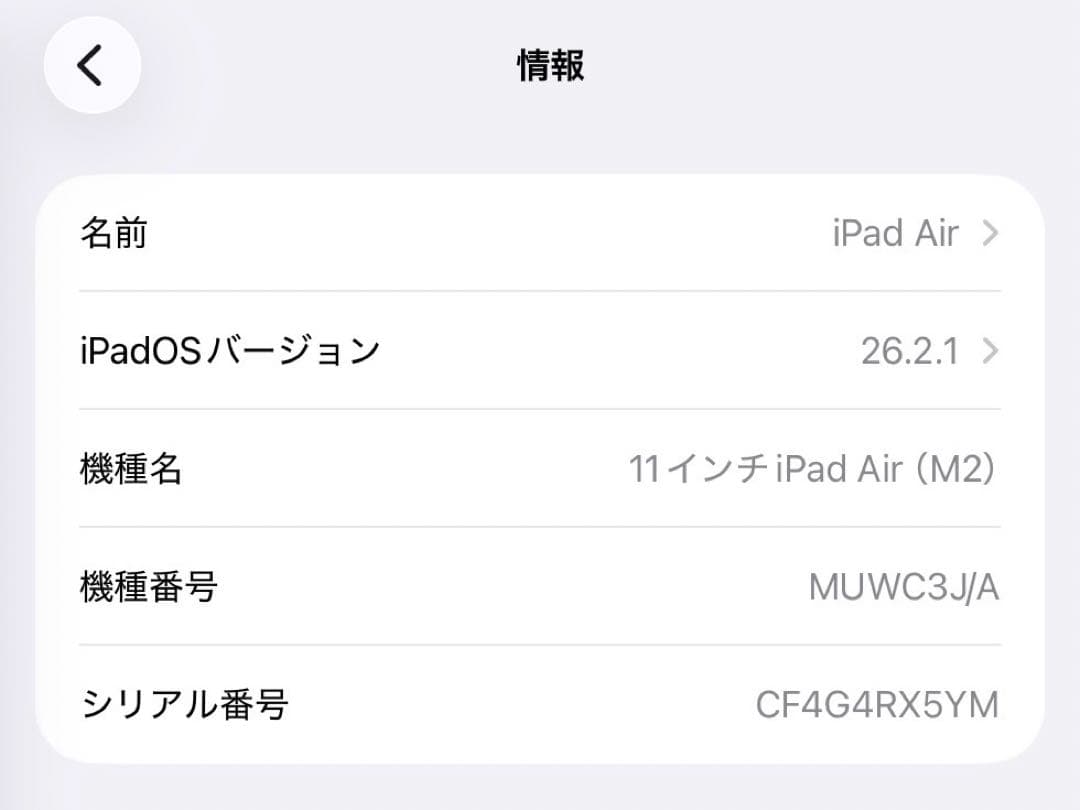 iPad Air M2 11インチ128GB Wi-Fi 本体+純正充電器 美品