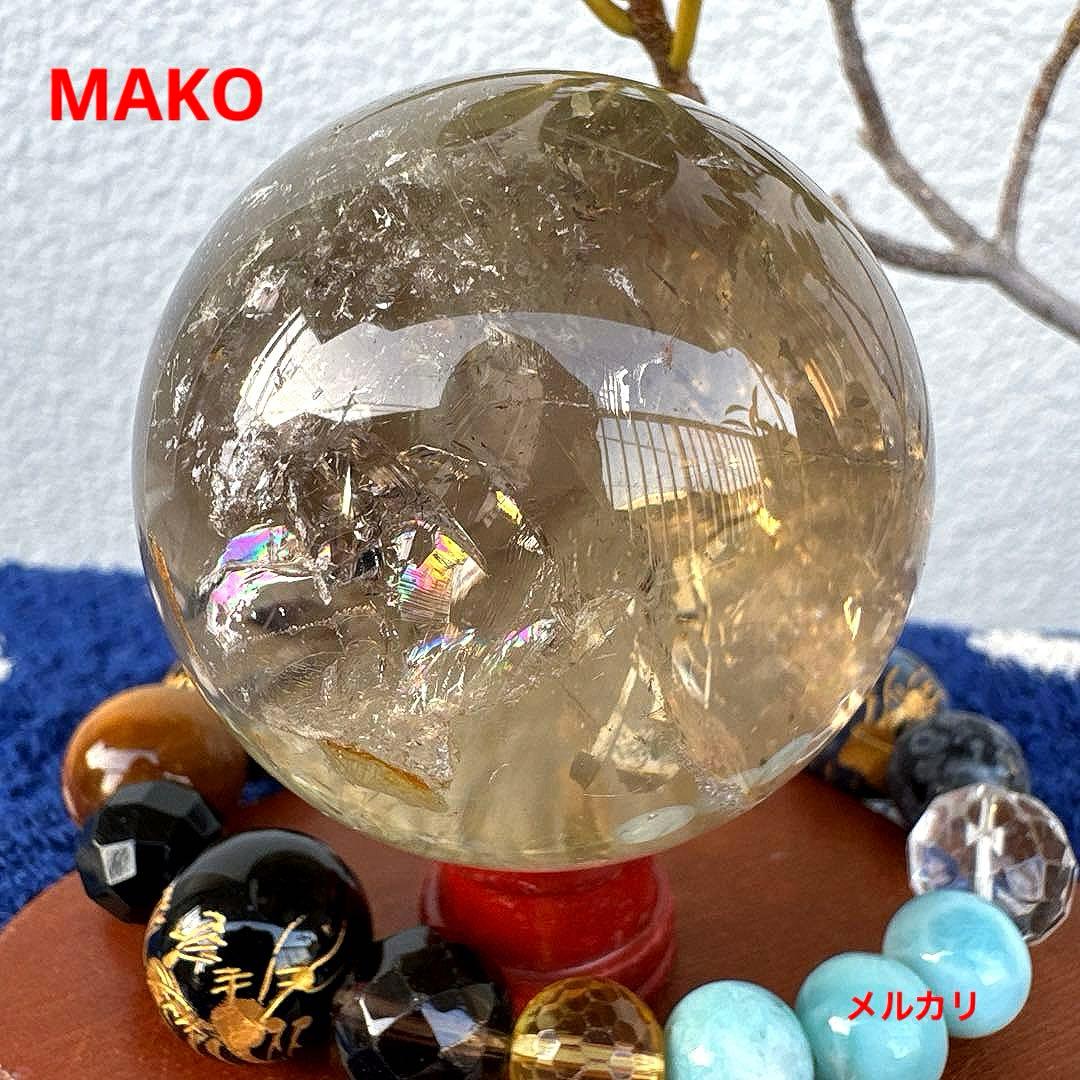 M1932☆シトリンクォーツ丸玉51mm☆天然石　原石☆N51016-B