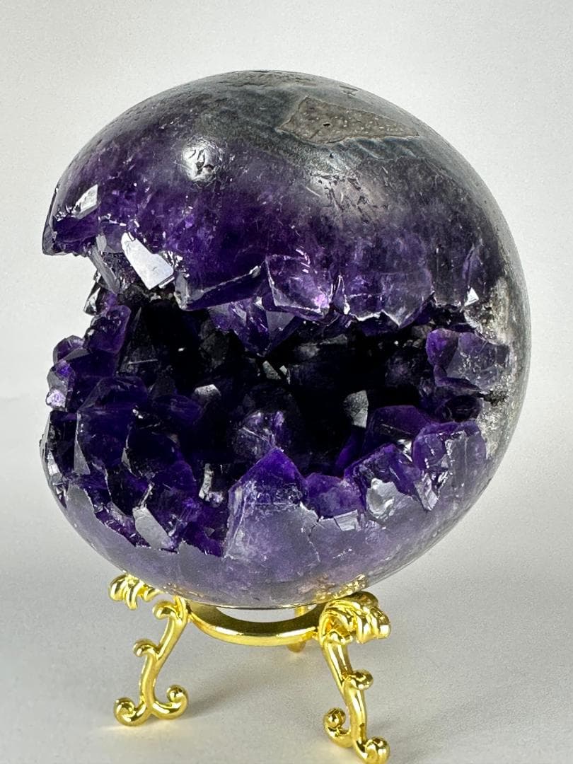 高品質ウルグアイ産アメジスト　笑口　天然石　縁起物 9.4×8.7 830g