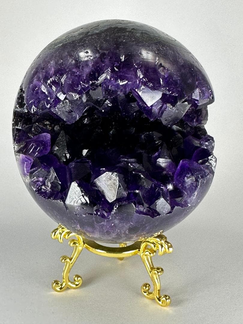 高品質ウルグアイ産アメジスト　笑口　天然石　縁起物 9.4×8.7 830g