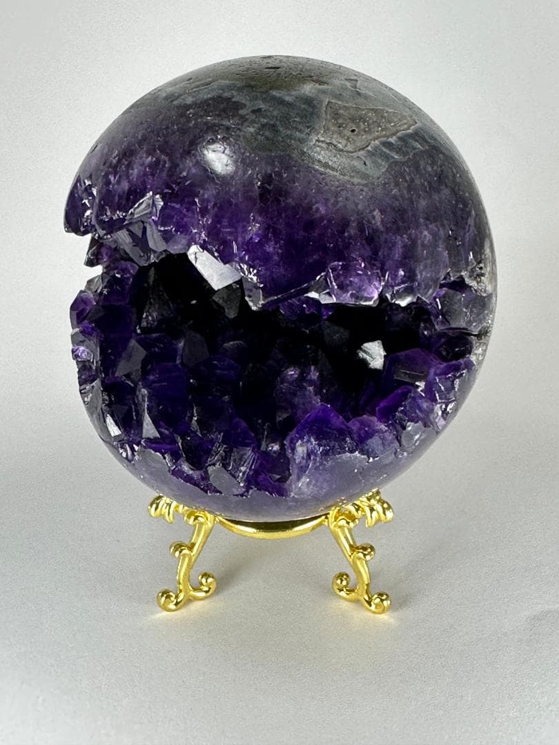 高品質ウルグアイ産アメジスト　笑口　天然石　縁起物 9.4×8.7 830g