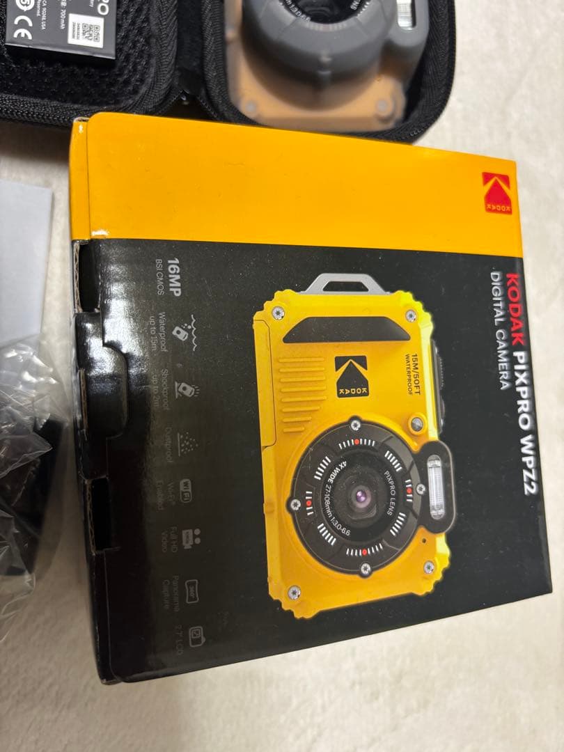 ☆KodakWPZ2-防水デジカメ+純正予備電池+シリコンカバー他撮影枚数5枚☆