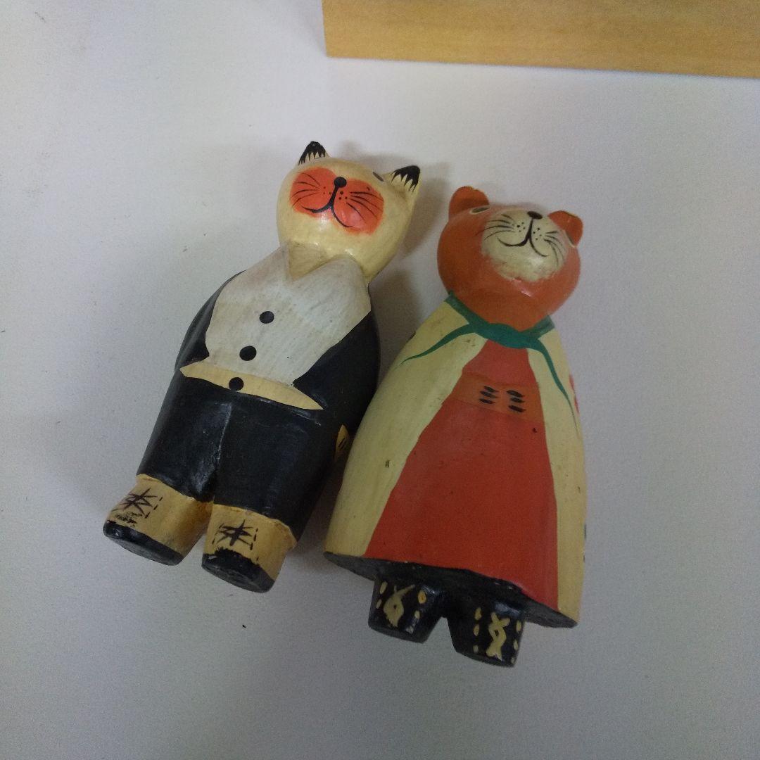 木彫り 猫 木製 置物