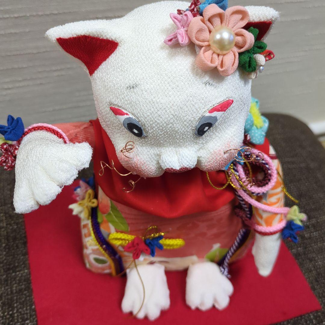 ぶす姫、ブス猫、招き猫、縁起物、古布、ちりめん、