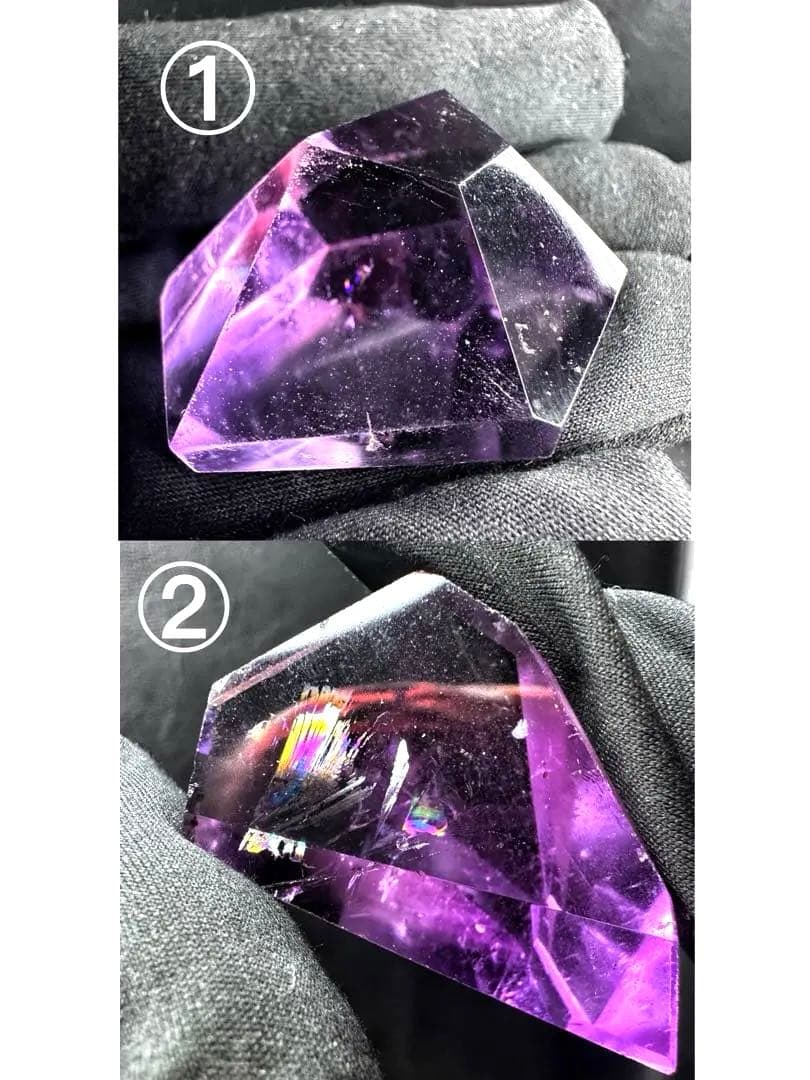 高品質❗アメジスト☆レインボー☆2点セットパワーストーン 置物 天然石A1253