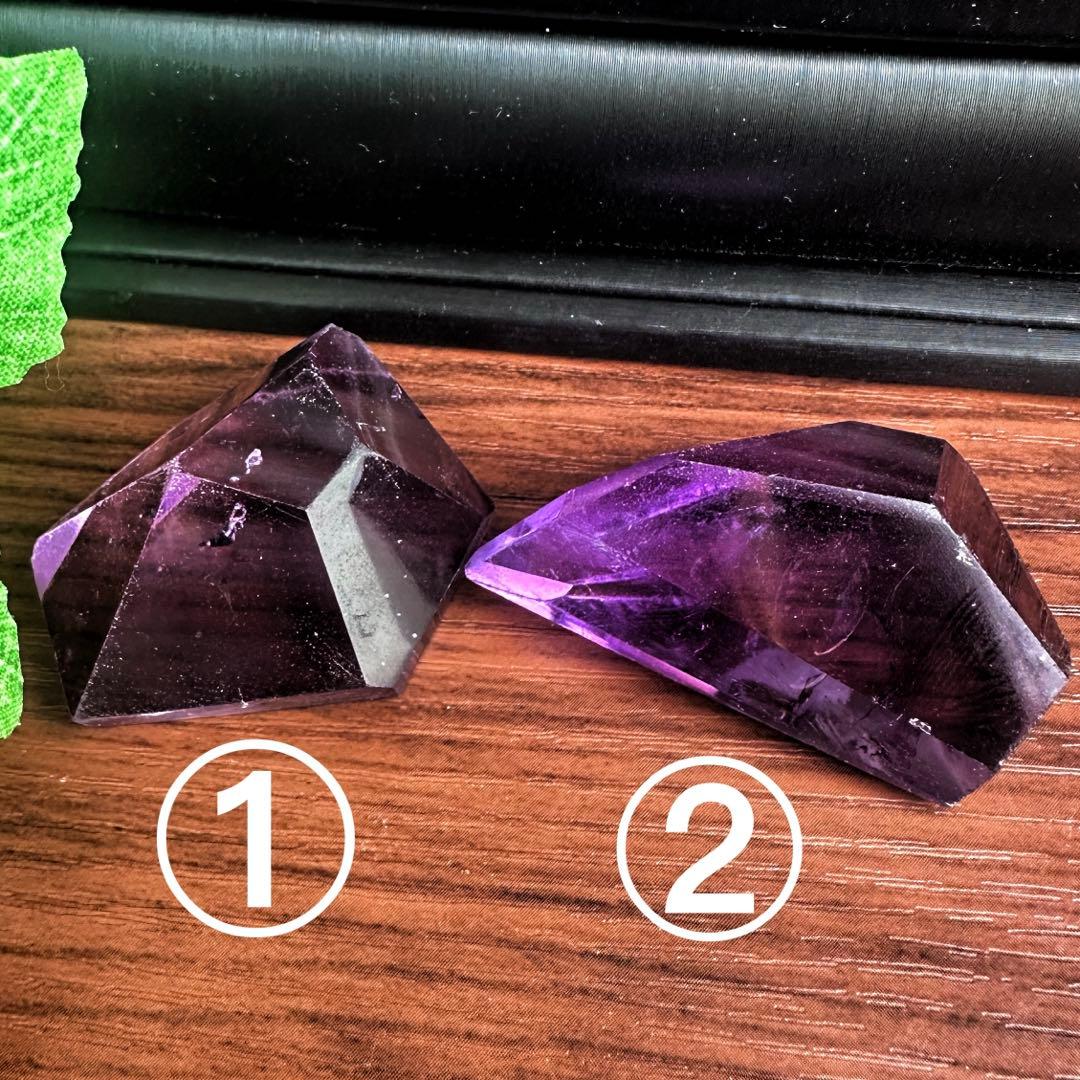 高品質❗アメジスト☆レインボー☆2点セットパワーストーン 置物 天然石A1253