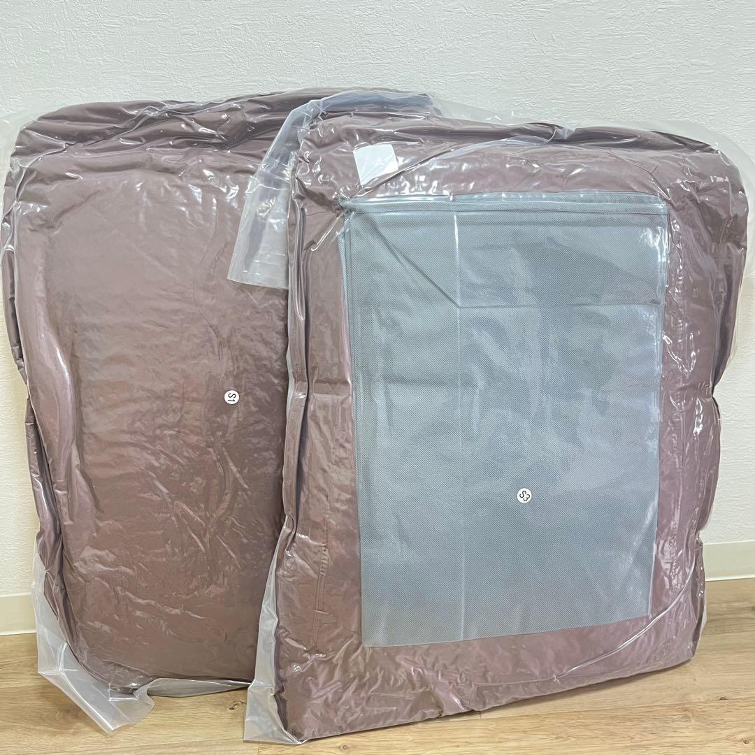 布団セット　シングル　4点　敷き布団　掛け布団　枕　収納ケース　ブラウン　新品