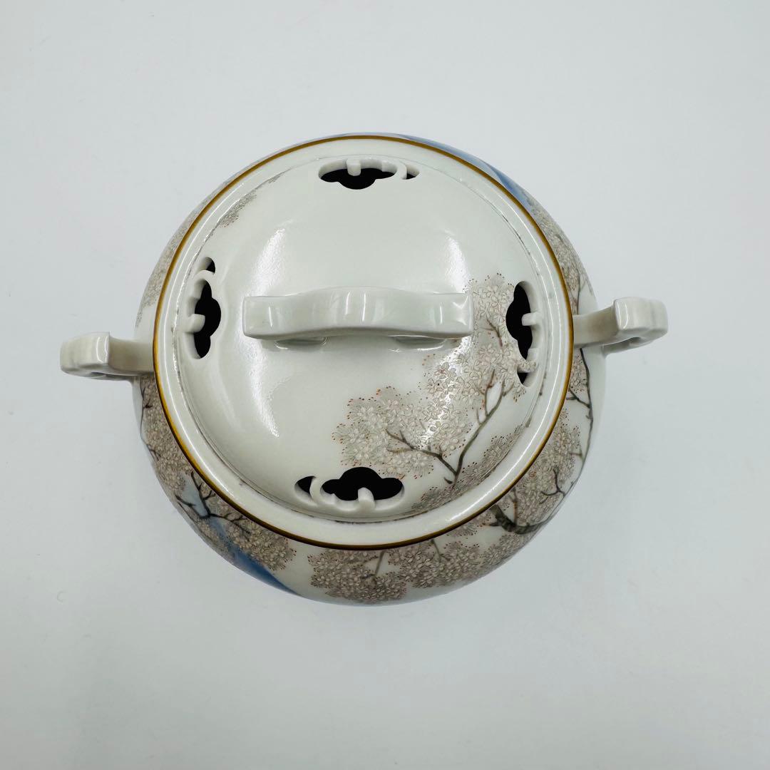 【オールド香蘭社　香炉　鮎に桜絵付】骨董　アンティーク　インテリア　香道具