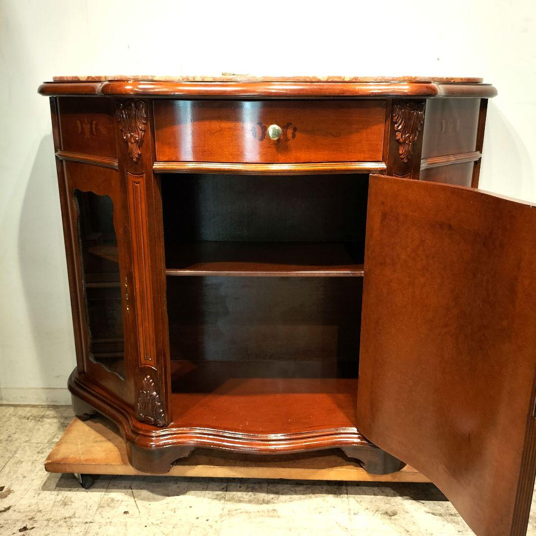 M♦年始Sale東名 象嵌　アンティーク　サイドボード　リプロ　大理石