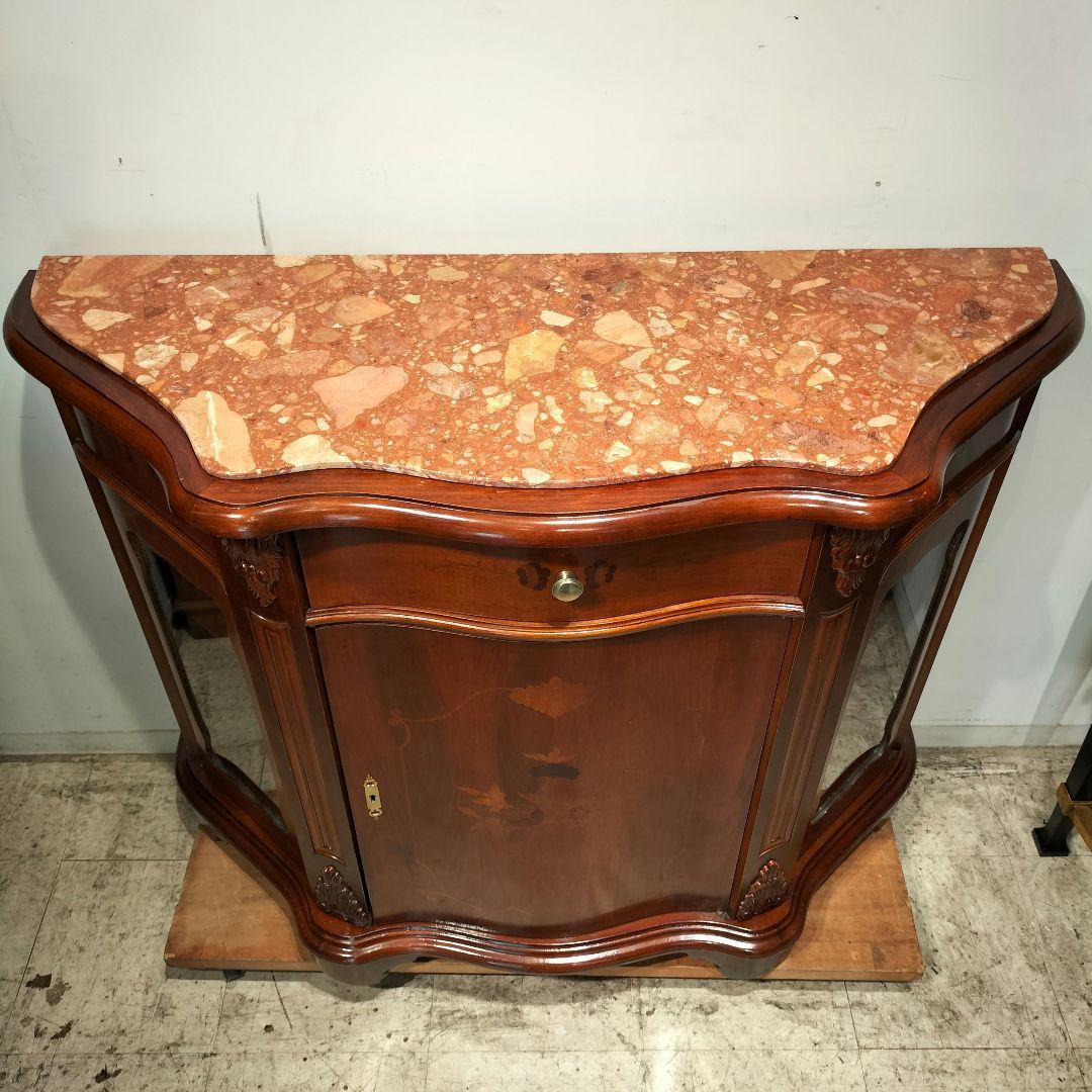 M♦年始Sale東名 象嵌　アンティーク　サイドボード　リプロ　大理石