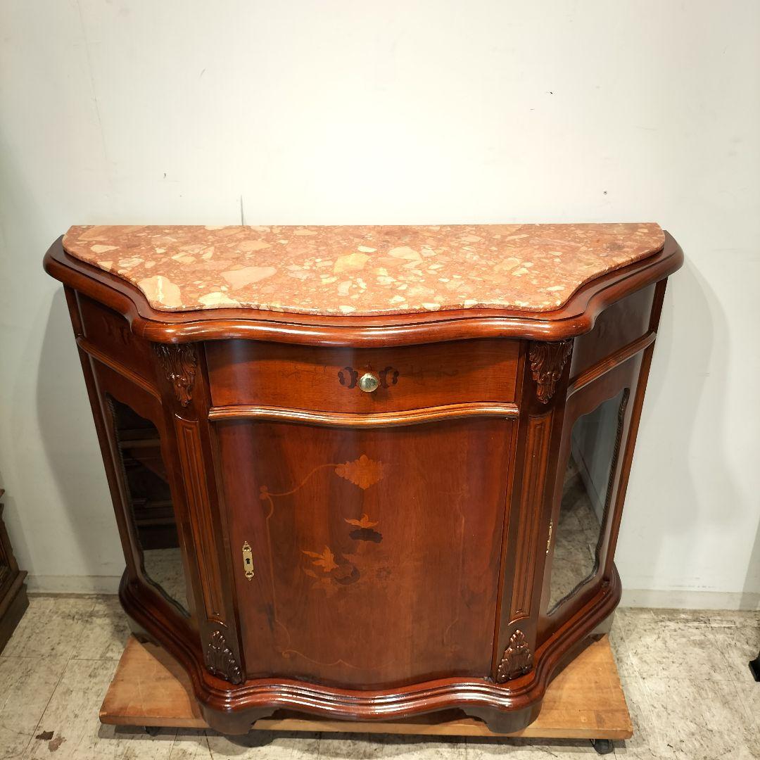 M♦年始Sale東名 象嵌　アンティーク　サイドボード　リプロ　大理石