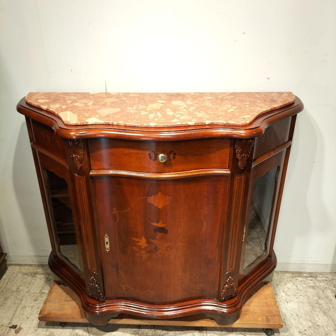 M♦年始Sale東名 象嵌　アンティーク　サイドボード　リプロ　大理石