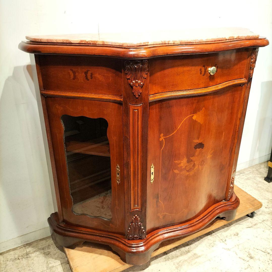 M♦年始Sale東名 象嵌　アンティーク　サイドボード　リプロ　大理石