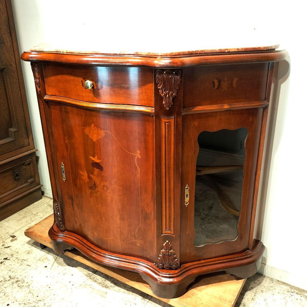 M♦年始Sale東名 象嵌　アンティーク　サイドボード　リプロ　大理石