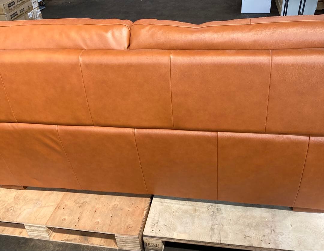 3人掛けソファ 総革 ライトブラウン ヤマダオリジナル　幅193cm