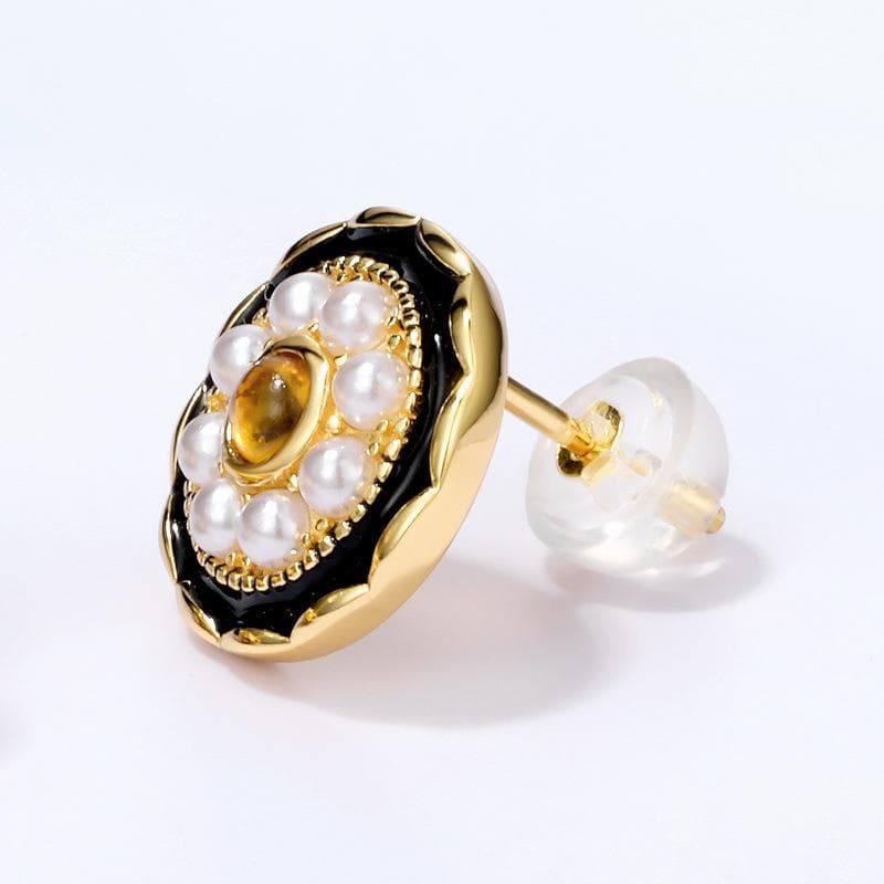 ＜受注制作＞こはくのピアス 琥珀 パール イエローゴールド 0188