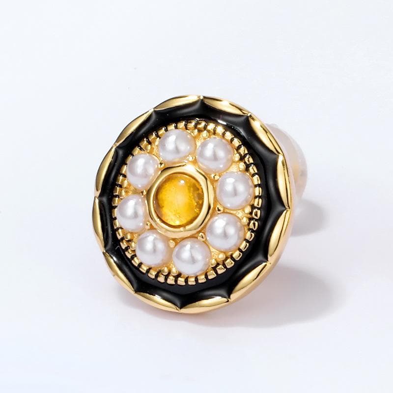 ＜受注制作＞こはくのピアス 琥珀 パール イエローゴールド 0188