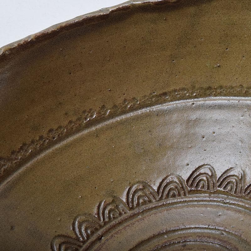 茶道具　青木木米作　波線文　菓子鉢　仕覆付　時代箱　V　R9578H