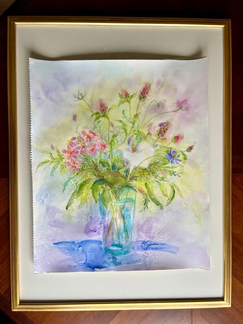 白いカラー　水彩画