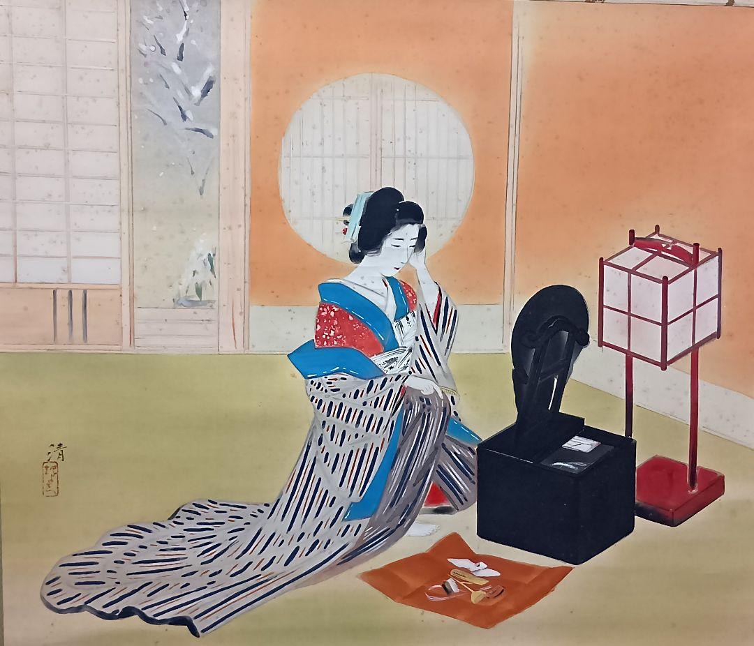 日本画/清作・絹本「春夏秋冬四副」/二重箱入