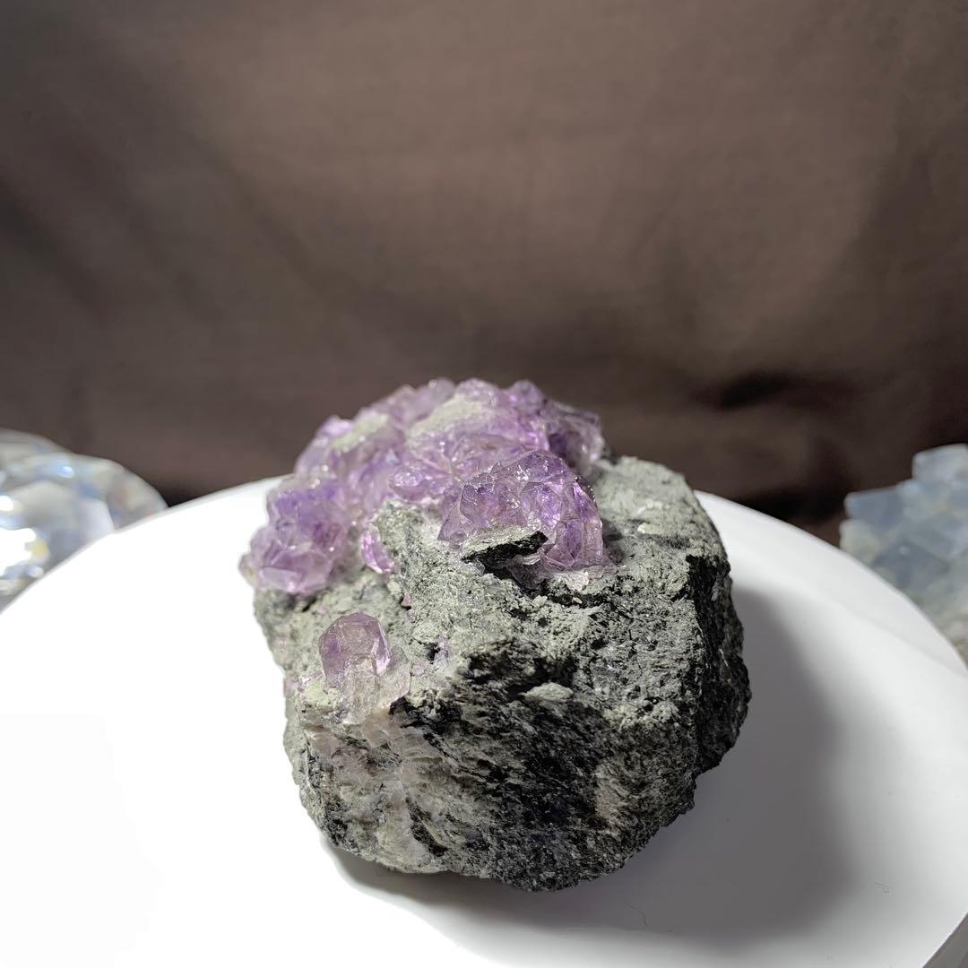 マハラシュトラ産☆アメジストクラスター掛けるフローライトハリネズミさん