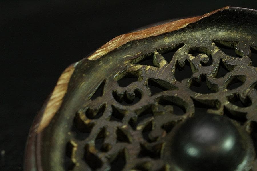 清水六兵衛作 青磁 唐木蓋 香炉 在銘 共箱(K-LC692)