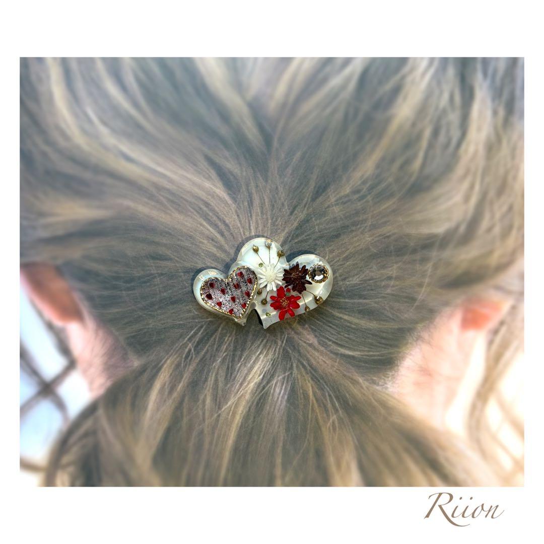 no.1101❤︎‬V・デー‪‪❤︎‬ダブルハートフロラルヘアゴム‪‪❤︎‬①