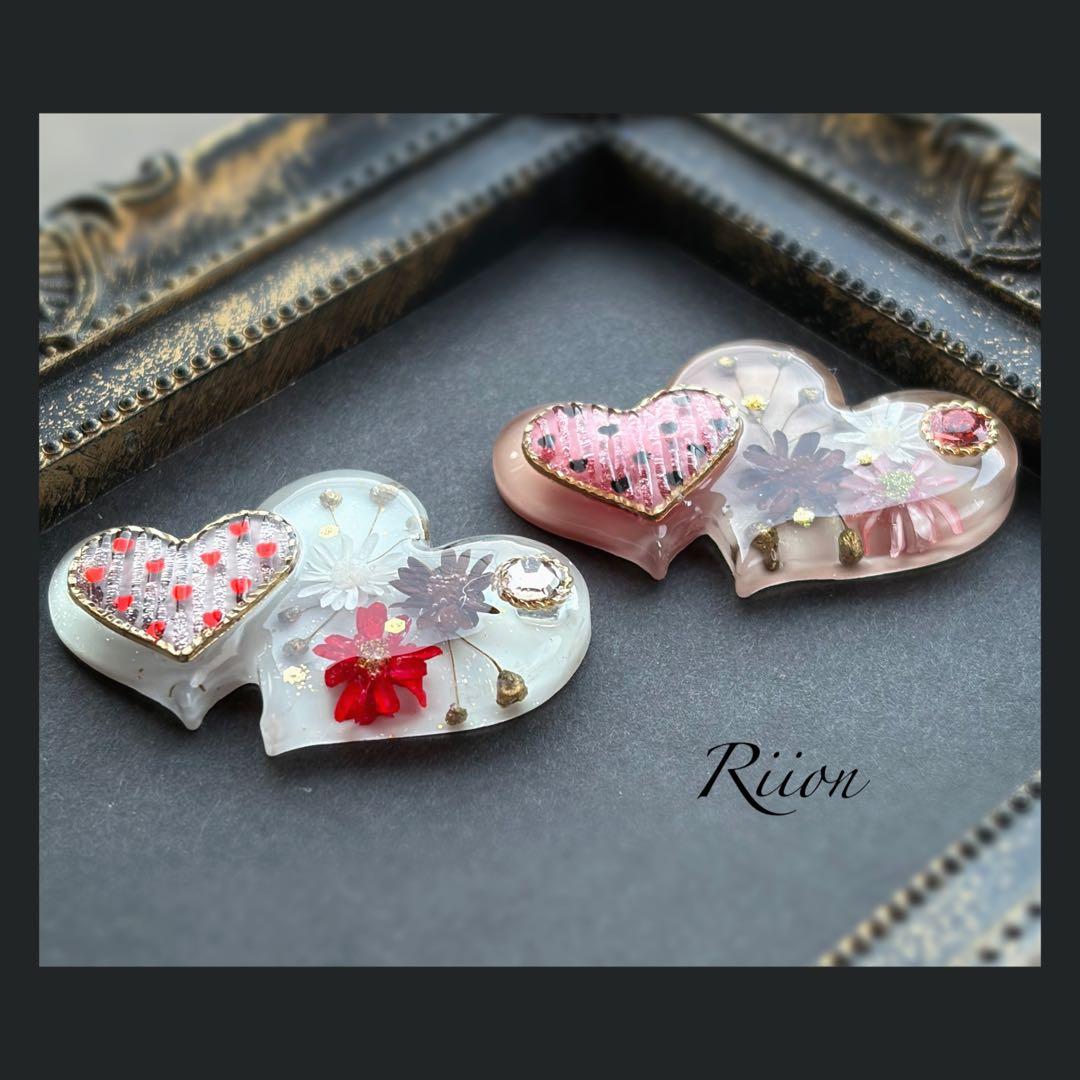 no.1101❤︎‬V・デー‪‪❤︎‬ダブルハートフロラルヘアゴム‪‪❤︎‬①