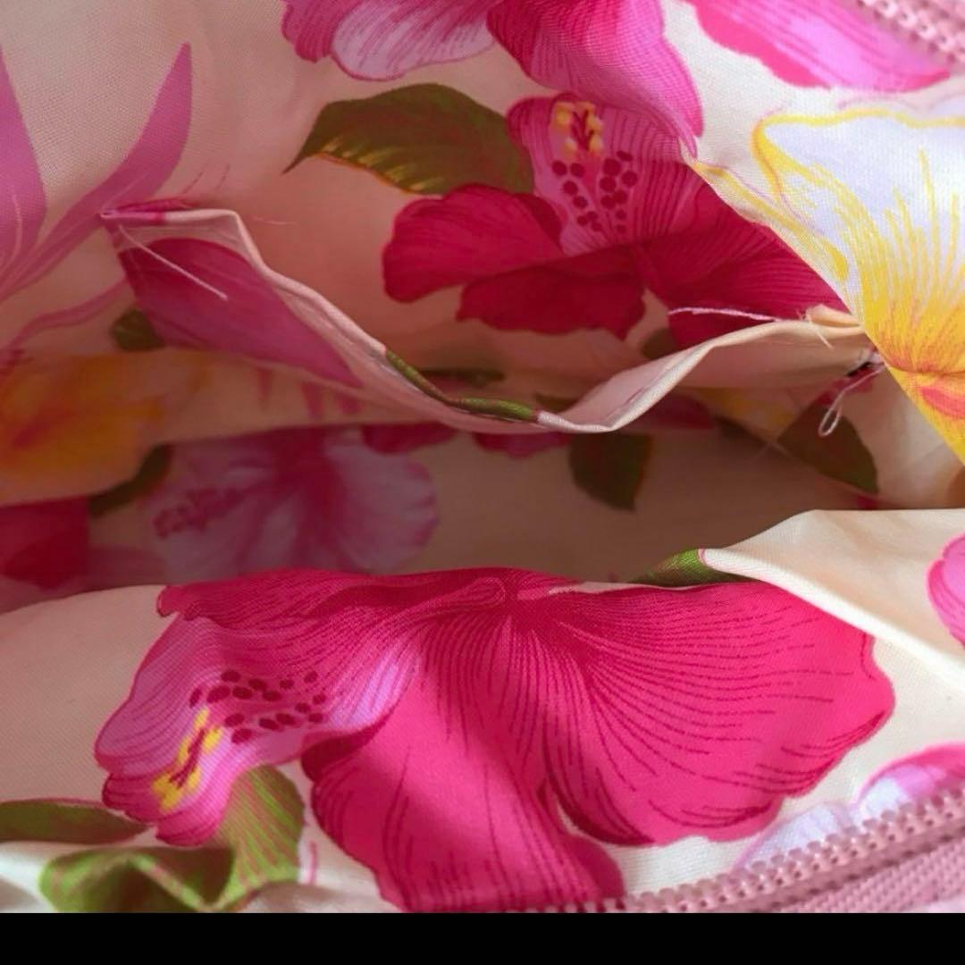 新品　ハワイアンキルト　ハンドメイド　ハイビスカスバッグ　ピンク