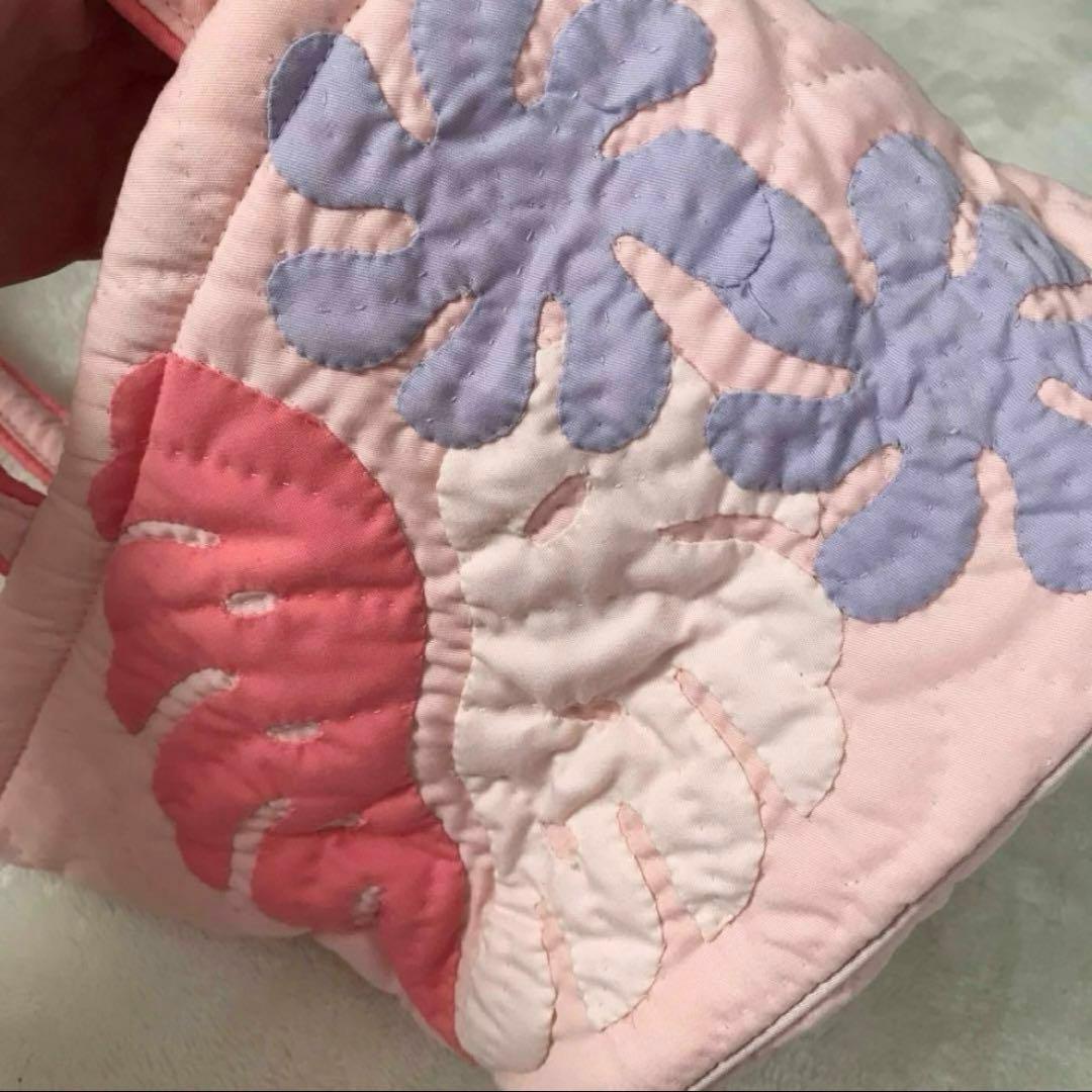 新品　ハワイアンキルト　ハンドメイド　ハイビスカスバッグ　ピンク
