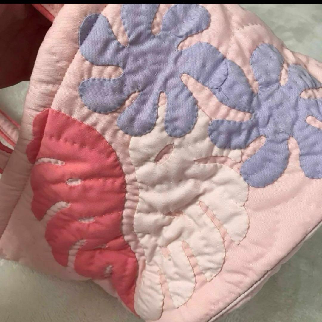 新品　ハワイアンキルト　ハンドメイド　ハイビスカスバッグ　ピンク