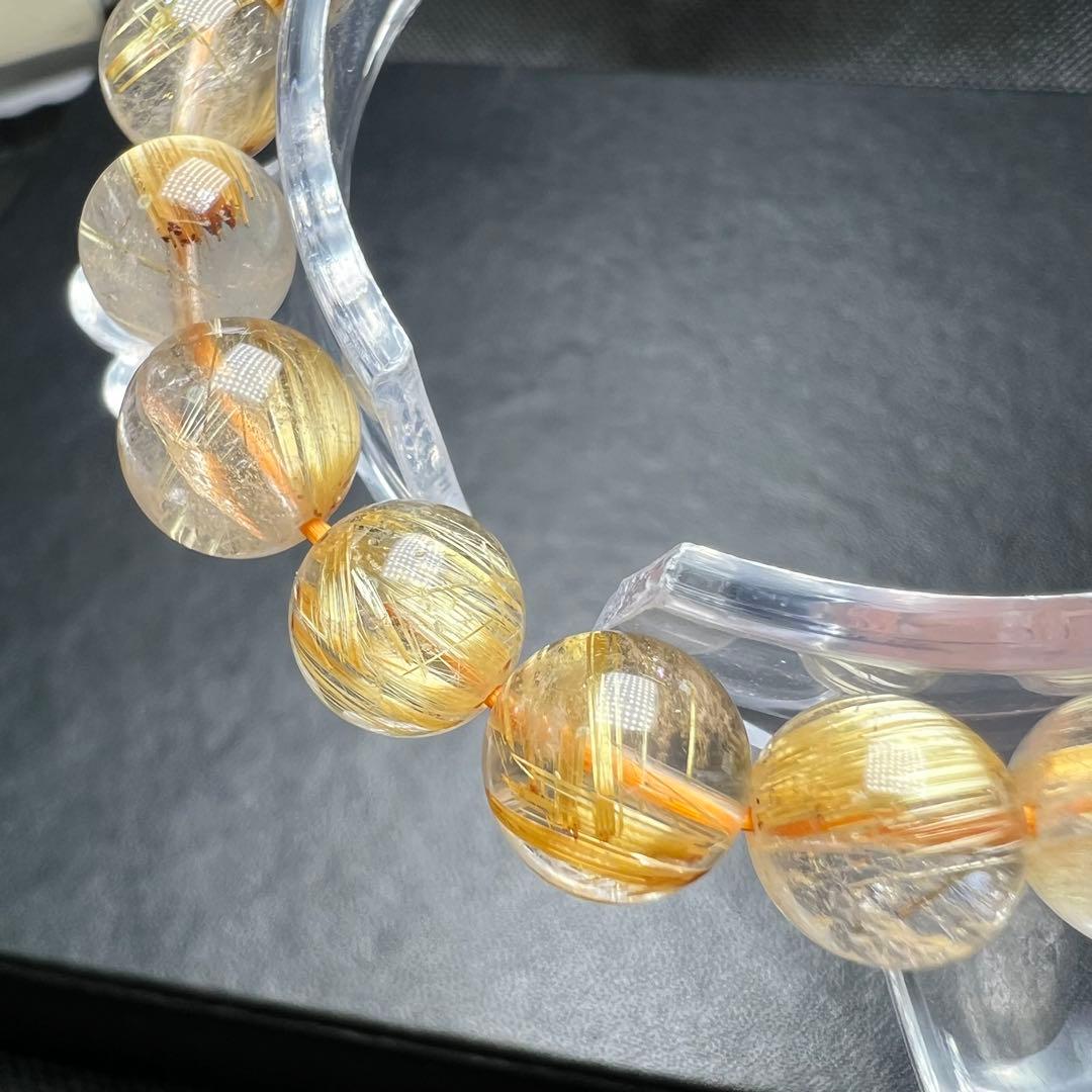 【612041】 高品質 タイチン ルチルクォーツ 9-9.5mm ブレスレット