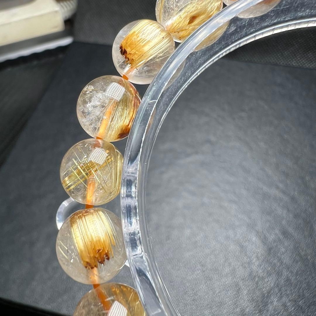 【612041】 高品質 タイチン ルチルクォーツ 9-9.5mm ブレスレット