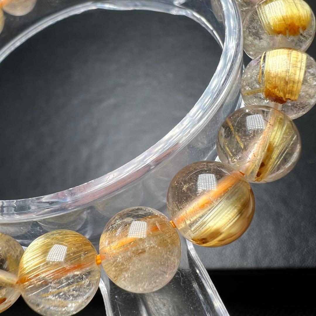 【612041】 高品質 タイチン ルチルクォーツ 9-9.5mm ブレスレット