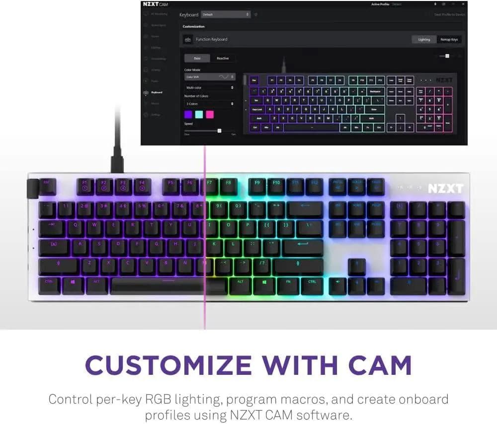 NZXT ホワイト ゲーミングキーボード ホットスワップ