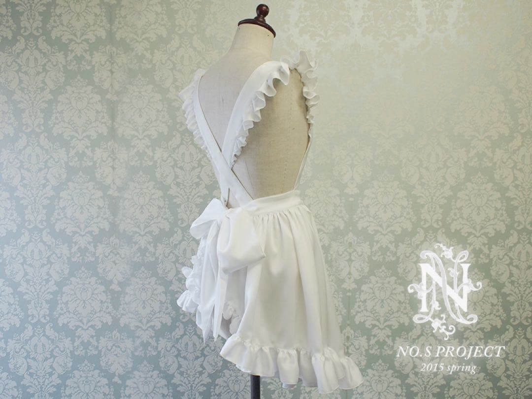 フリルエプロン　ホワイト　NO.S PROJECT　ノスプロジェクト　ノスプロ