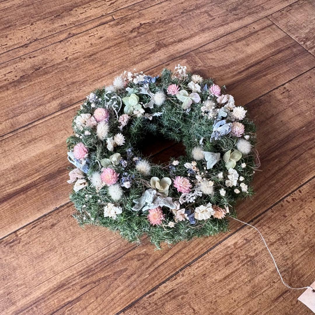 淡色 ナチュラル ドライフラワーリース MS 18cm＊ 針葉樹 グリーンリース