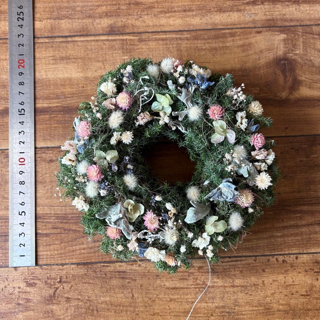 淡色 ナチュラル ドライフラワーリース MS 18cm＊ 針葉樹 グリーンリース