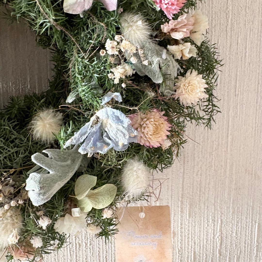 淡色 ナチュラル ドライフラワーリース MS 18cm＊ 針葉樹 グリーンリース