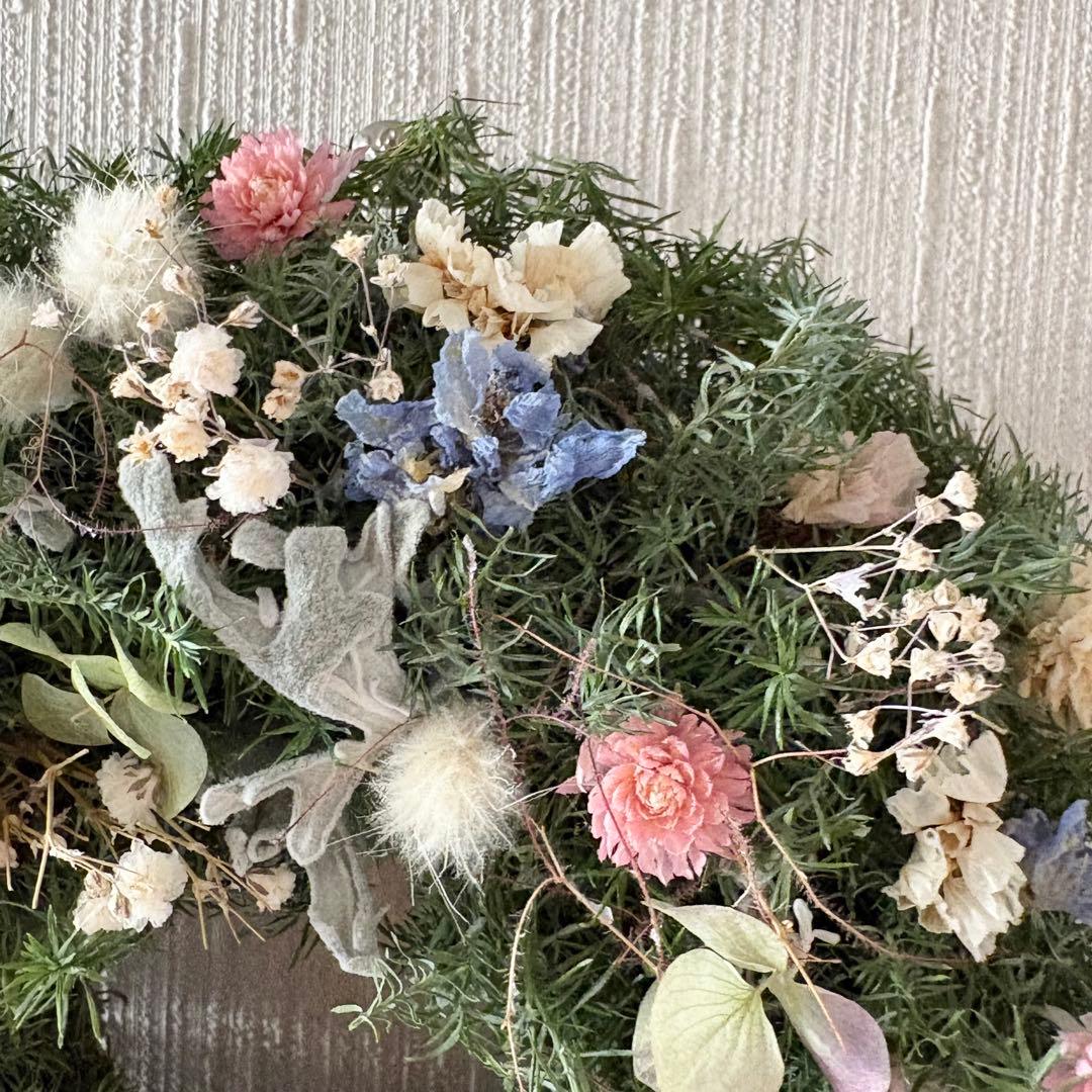 淡色 ナチュラル ドライフラワーリース MS 18cm＊ 針葉樹 グリーンリース