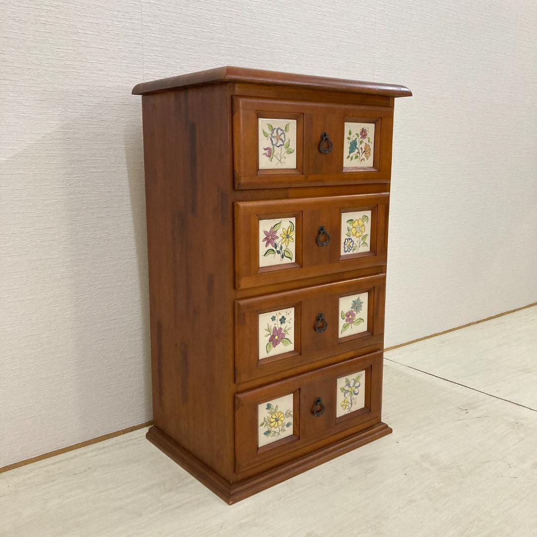 スペイン バレンシア　カントリー　４段チェスト　収納　タイル