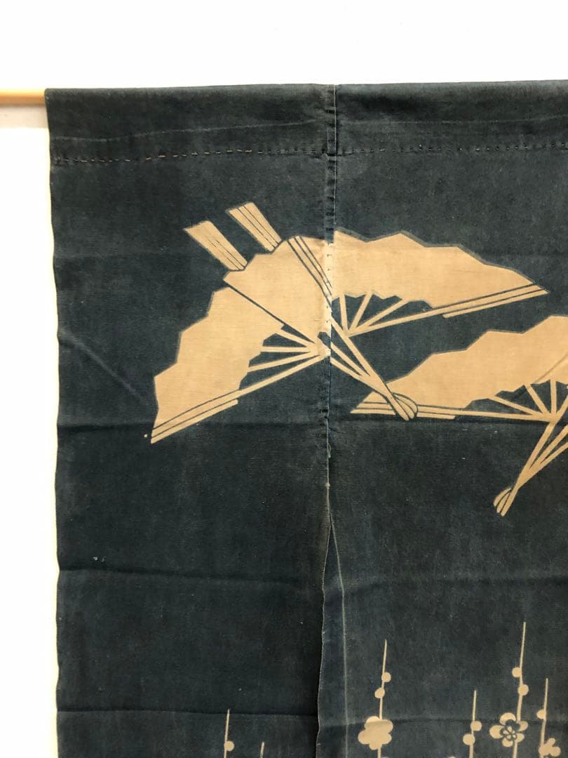 藍染 加賀のれん 時代物 木綿 古布ソ-233 三巾